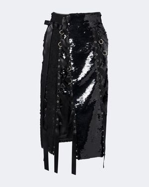 Simone Rocha Patchwork Sequined Lace Midi Skirt - Black