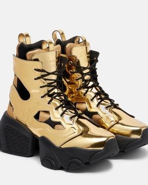 Noir Kei Ninomiya X Reebok Metallic-Effect Cutout Platform Ankle Boots - Natural