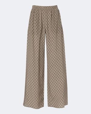 Gucci Gg Silk Crepe De Chine Palazzo Pants - Natural