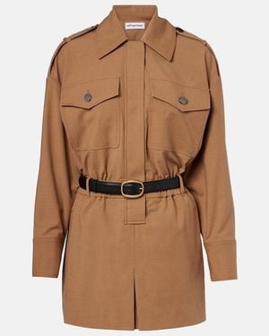 Self-Portrait Twill Romper - Brown