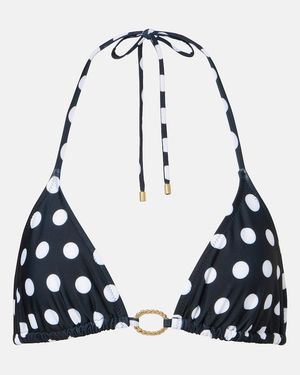 Alexandra Miro Alex Polka-Dot Triangle Bikini Top - Blue