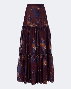 Etro Tiered Silk-Blend Jacquard Maxi Skirt - Purple