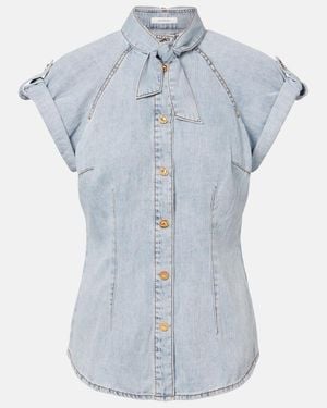 Zimmermann Tie-Neck Denim Shirt - Blue