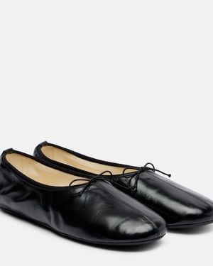 Phoebe Philo Gathered Leather Ballet Flats - Black