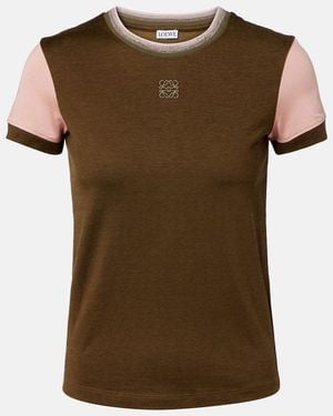 Loewe Stretch-Cotton Anagram T-Shirt - Brown