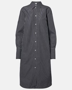TOTEME Striped Cotton Poplin Shirt Dress - Gray