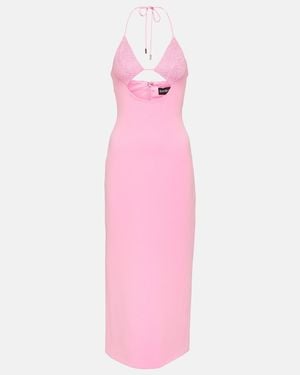 David Koma Crystal-Embellished Cutout Midi Dress - Pink