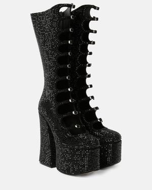 Marc Jacobs Plateaustiefel Kiki Aus Veloursleder Mit Kristallen - Schwarz