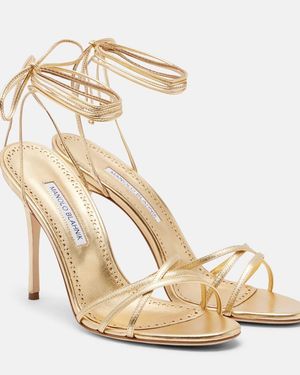 Manolo Blahnik Leva 105 Metallic Leather Sandals