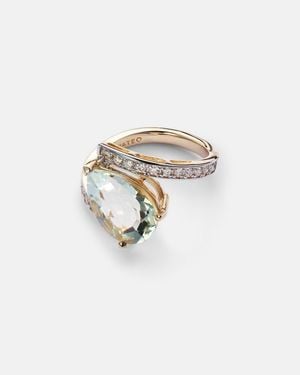 Mateo Slanted 14Kt Ring With Amethyst And Diamonds - White