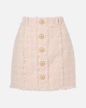 Balmain Checked Tweed Miniskirt - Pink