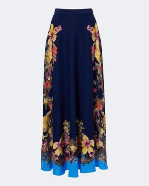 Etro Floral Silk Crepe De Chine Maxi Skirt - Blue