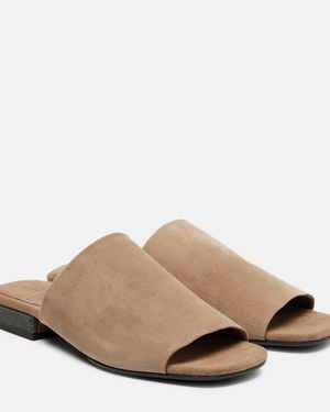 Brunello Cucinelli Pantoletten Aus Veloursleder - Braun