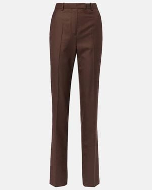 Loro Piana Davey Virgin Wool Straight Trousers - Brown