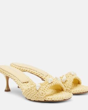 Mach & Mach Verzierte Pantoletten Aus Haekelstrick - Mettallic