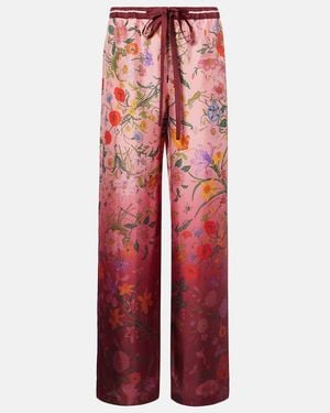 Gucci Silk Pants With Flora Print - Red