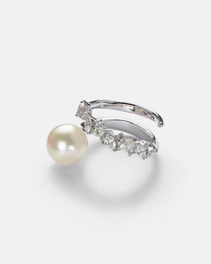 YEPREM Pearlescent 18Kt Ring With Diamonds And Pearl - White