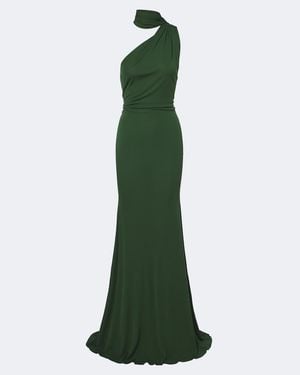 Alex Perry One-Shoulder Jersey Gown - Green