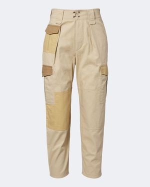 Isabel Marant Renzae Patchwork Cotton Cargo Trousers - Natural
