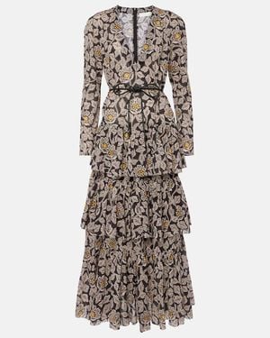 Zimmermann Ottie Floral Cotton Midi Dress - Black