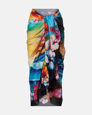 Dolce & Gabbana Floral Cotton Beach Cover-Up - Blue