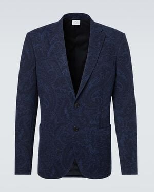 Etro Bedruckter Blazer Aus Jersey - Blau