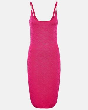 Versace La Greca Medusa '95 Knitted Midi Dress - Pink