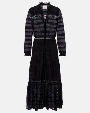 Isabel Marant Daniva Lace-Trimmed Cotton Midi Dress - Black