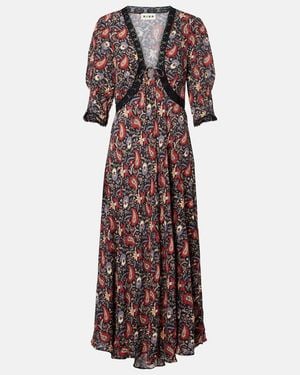 RIXO London Amina Floral Crepe De Chine Midi Dress - Purple