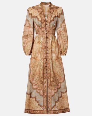 Zimmermann Wanderlust Linen Midi Dress - Natural