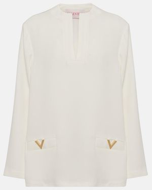 Valentino Vgold Silk Top - White