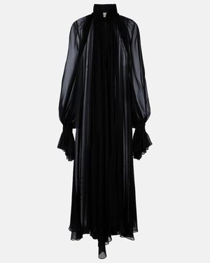 KHAITE Edgar Semi-Sheer Silk Tulle Midi Dress - Black
