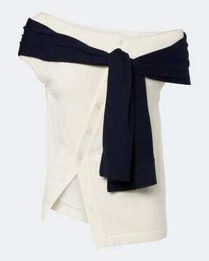 JW Anderson Layered Off-Shoulder Wool Top - Blue