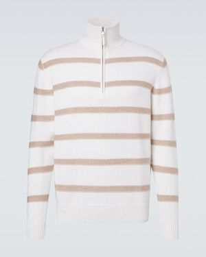 Allude Striped Cotton And Cashmere Jumper - White