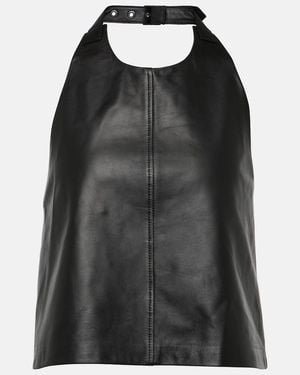 Wardrobe NYC Halterneck Leather Top - Black