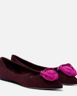 Roger Vivier Rose Vivier Suede Ballet Flats - Purple