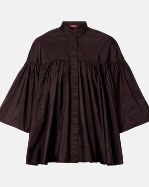 Max Mara Gathered Taffeta Shirt - Black