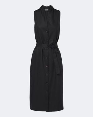 Max Mara Robe Midi En Lin Et Soie A Ceinture - Noir