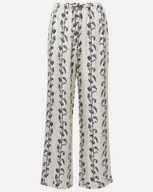 Asceno Aurelia Silk Twill Palazzo Trousers - White