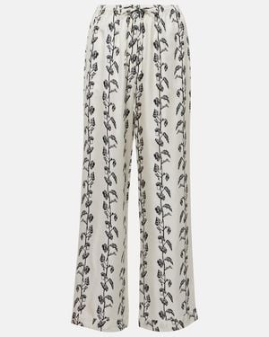 Asceno Aurelia Silk Twill Palazzo Trousers - White