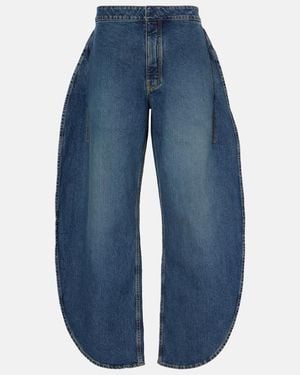 Alaïa Petal High-Rise Barrel-Leg Jeans - Blue