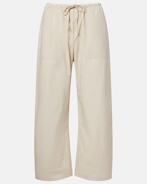 Leset Kyoto Cropped Cotton Wide-Leg Pants - Natural