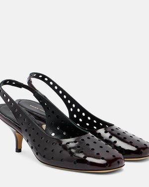 Dries Van Noten 65 Perforated Leather Slingback Court Shoes - Black