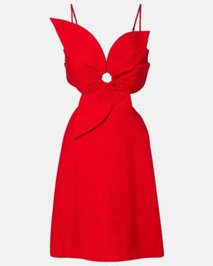 FARM Rio Flower Linen-Blend Minidress - Red