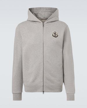 Moncler Logo Cotton Zip-Up Hoodie - Gray