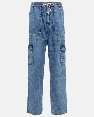 Isabel Marant Viamao Straight Cotton Chambray Trousers - Blue