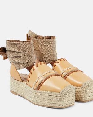 Ulla Johnson Leather Platform Espadrilles - Natural