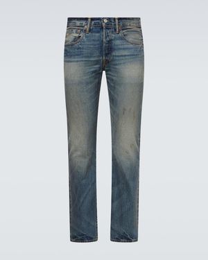 RRL Distressed Slim Jeans - Blau