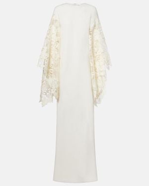 Oscar de la Renta Floral Silk-Blend Kaftan - White