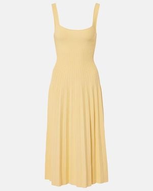 STAUD Ellison Pleated Midi Dress - Yellow